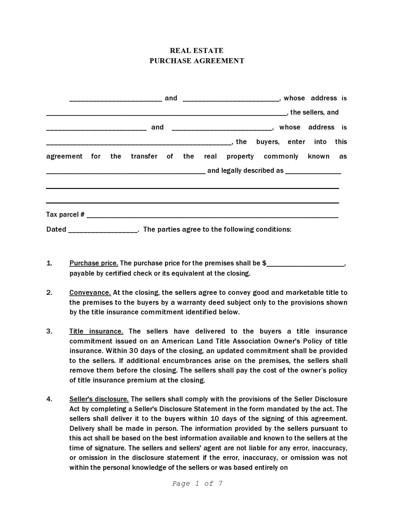 Free real estate purchase agreement 39