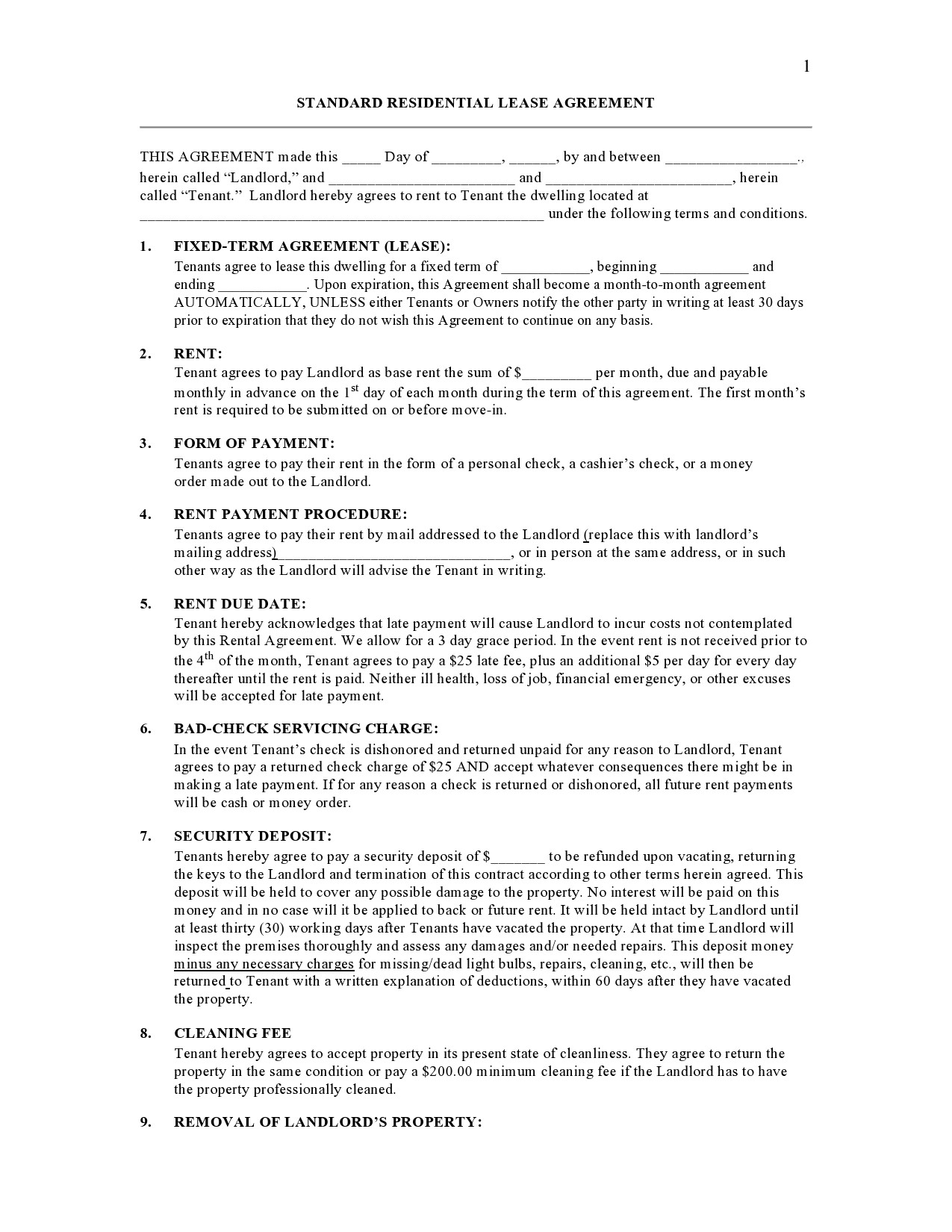 Free residential lease agreement 05