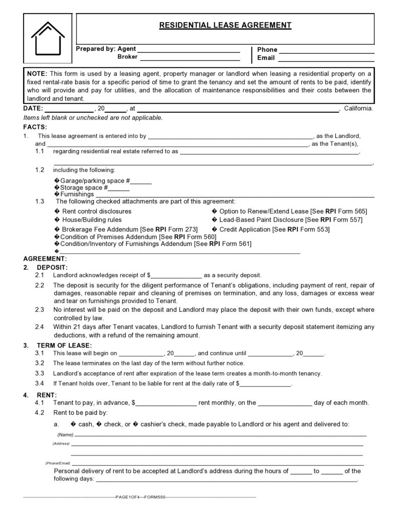 Image 1 for Free Residential Lease Agreement Template