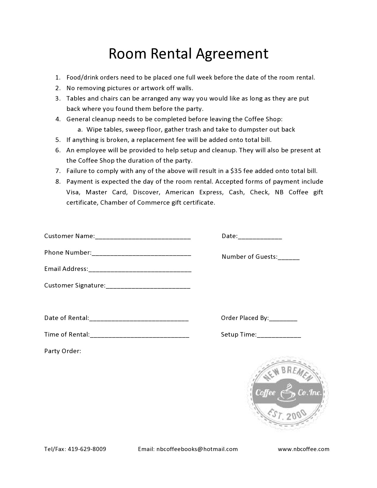 Free room rental agreement 06
