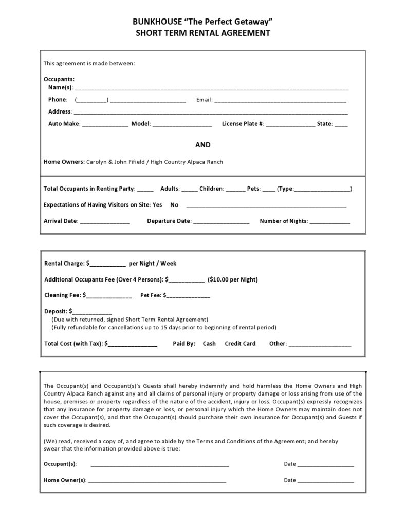 80 Short-Term & Vacation Rental Agreement Templates [Word,PDF]