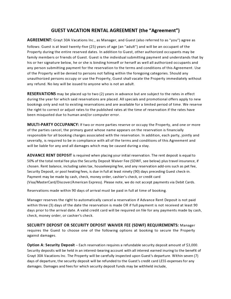 80 ShortTerm & Vacation Rental Agreement Templates [Word,PDF]