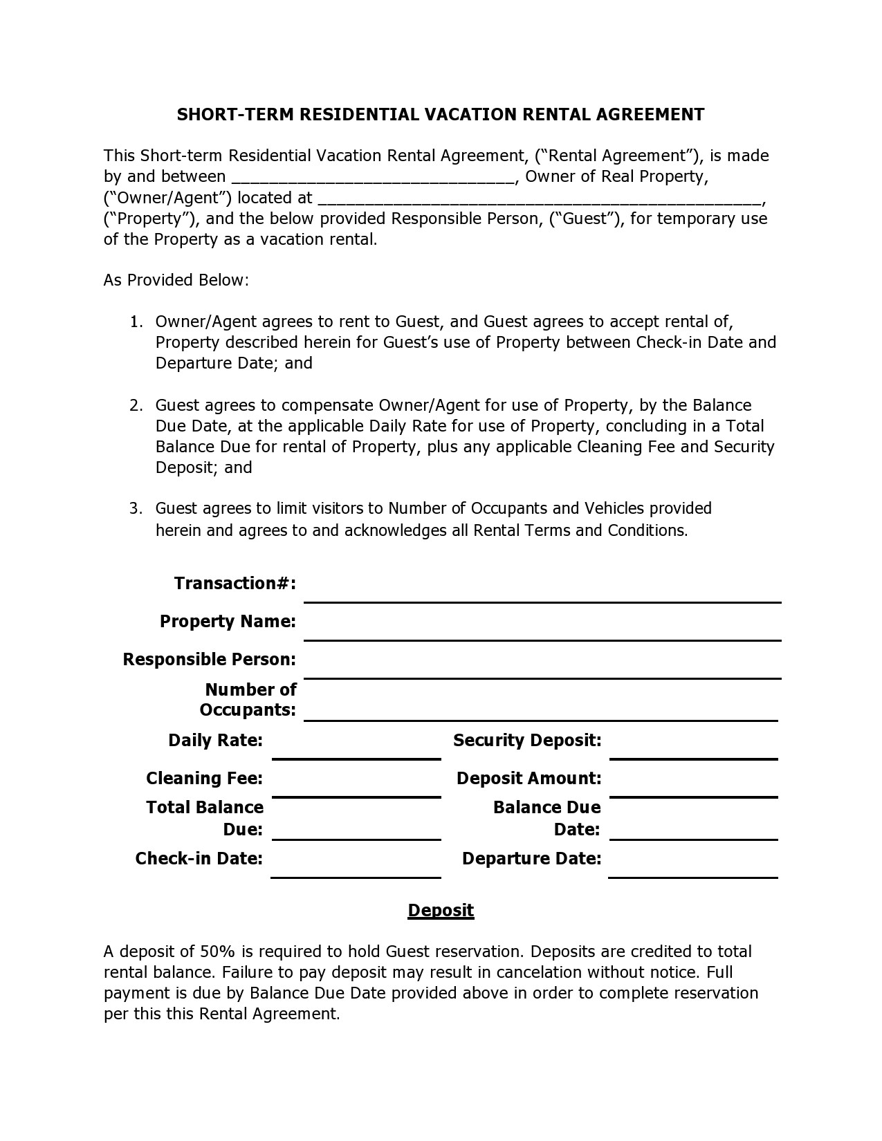 Free vacation rental agreement 03