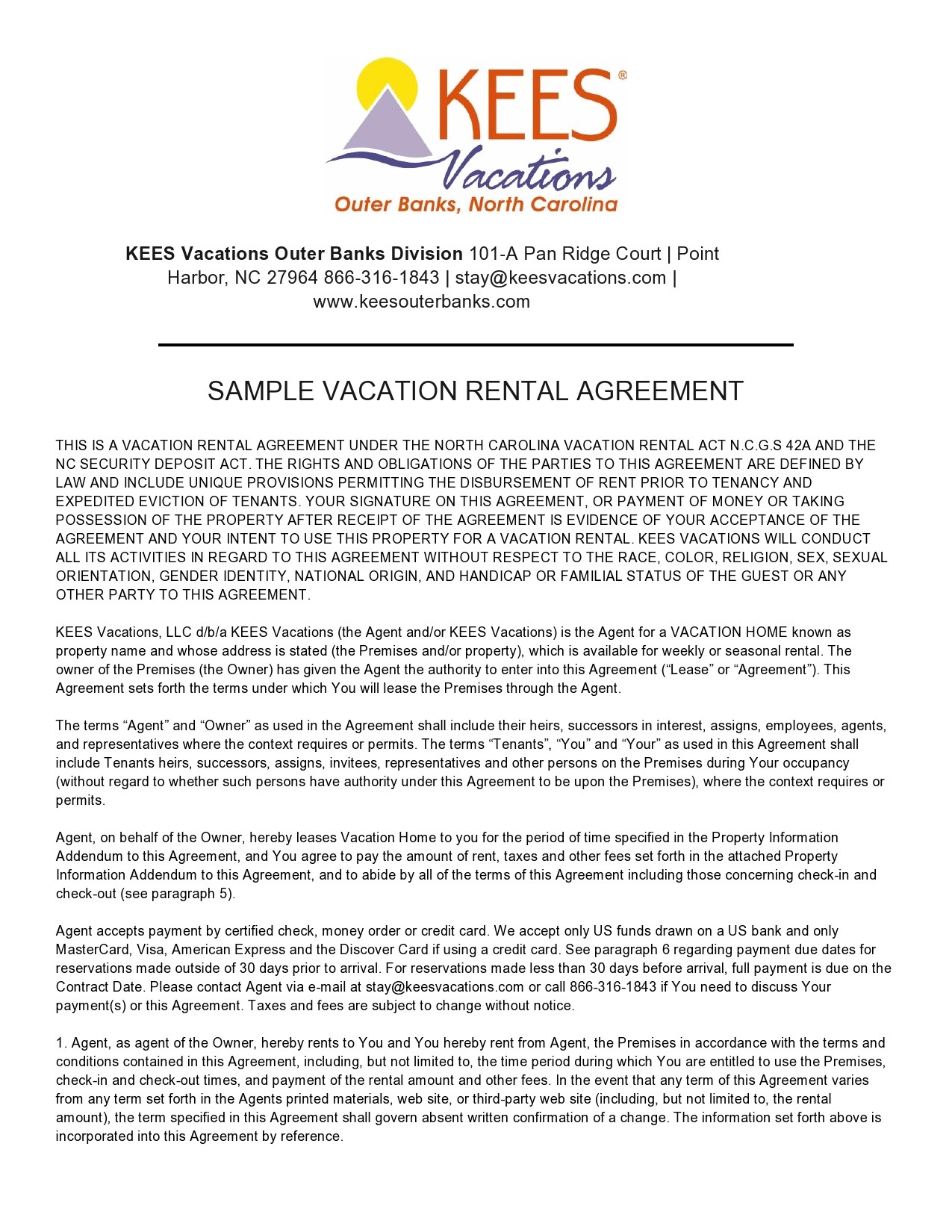 Free vacation rental agreement 05