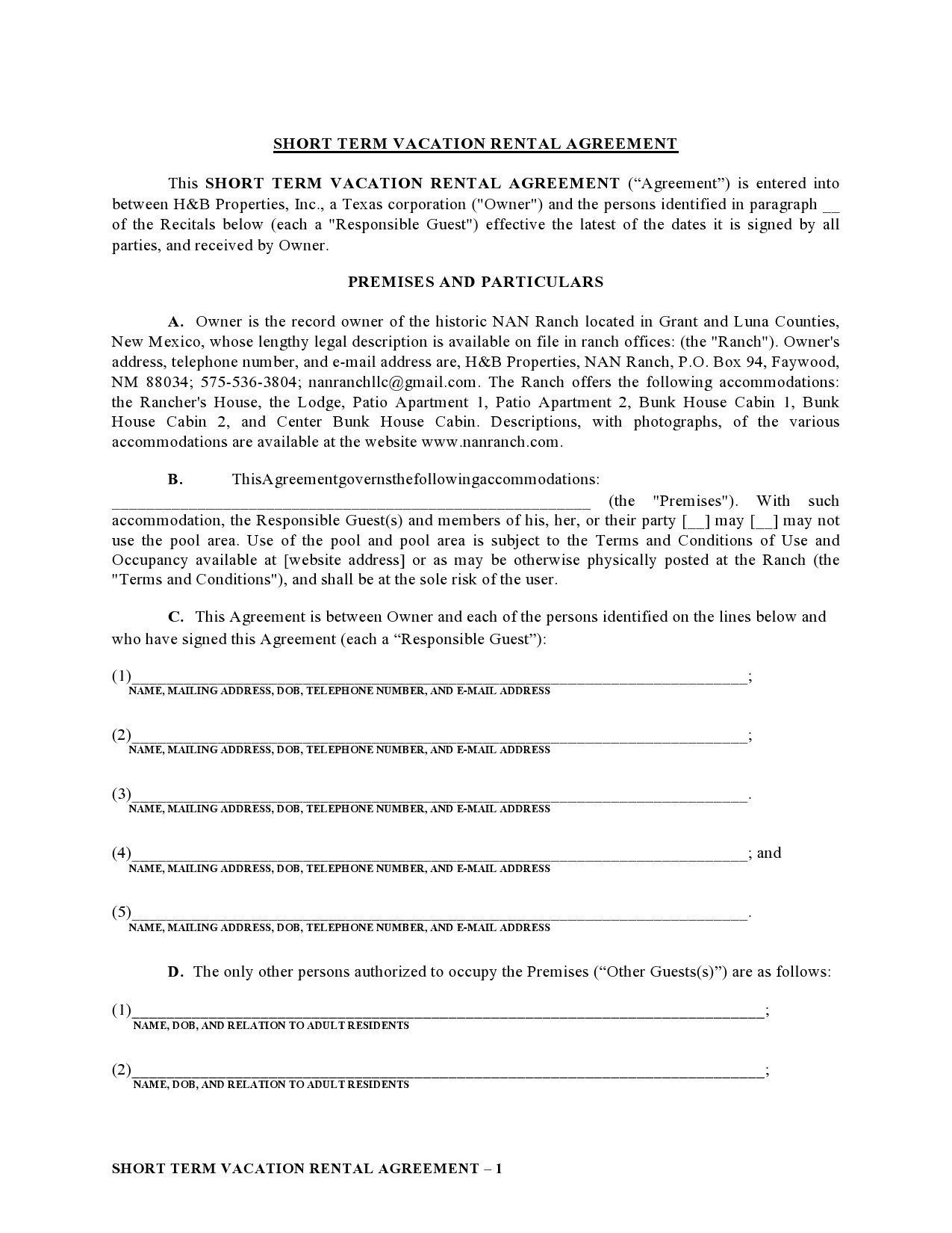 Free vacation rental agreement 14