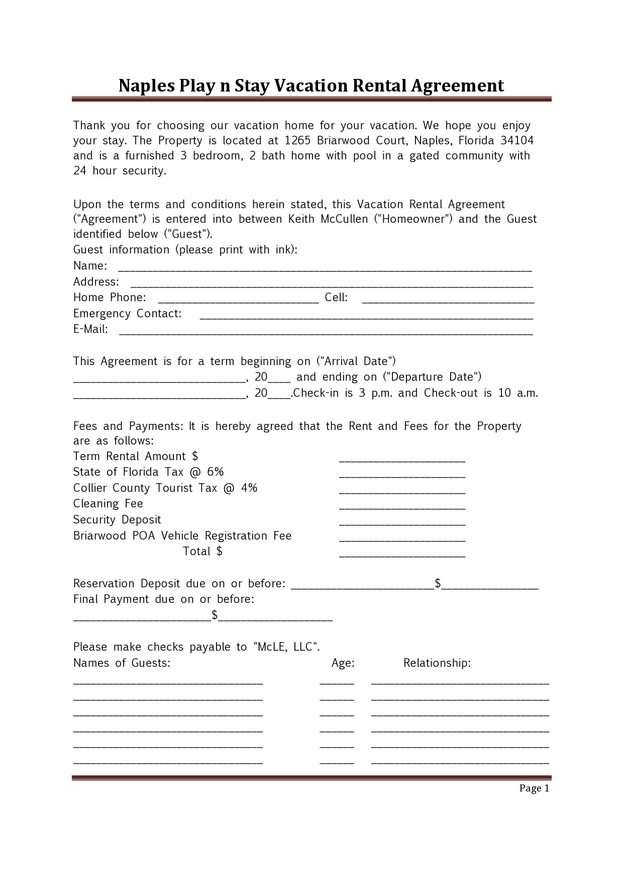 Free vacation rental agreement 22