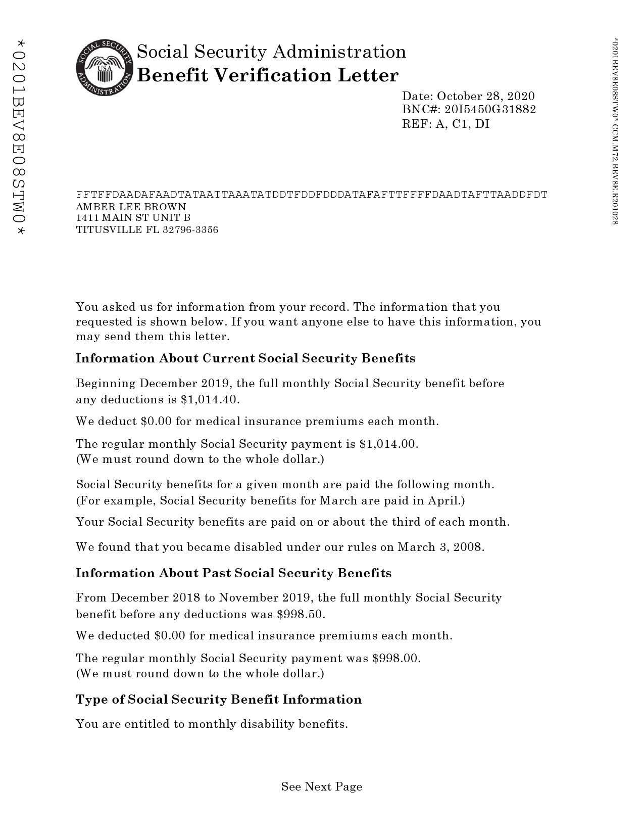 Free social security number verification letter 03