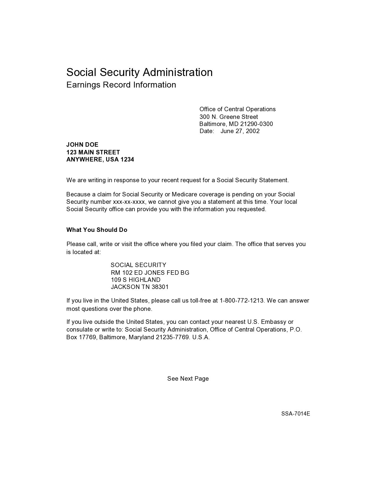 Free social security number verification letter 06