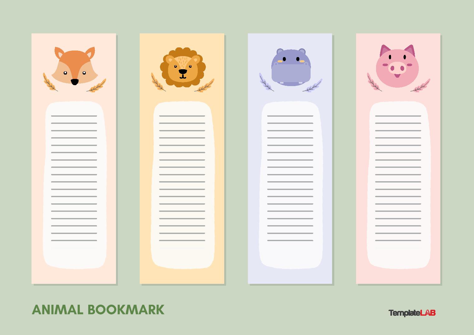 Free Animal Bookmark Template