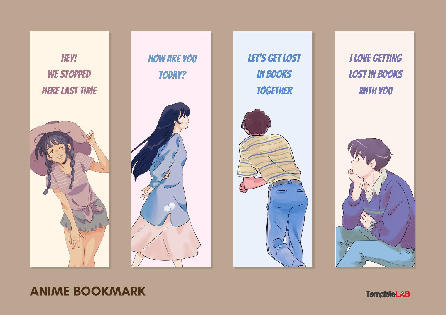 Free Anime Bookmark Template