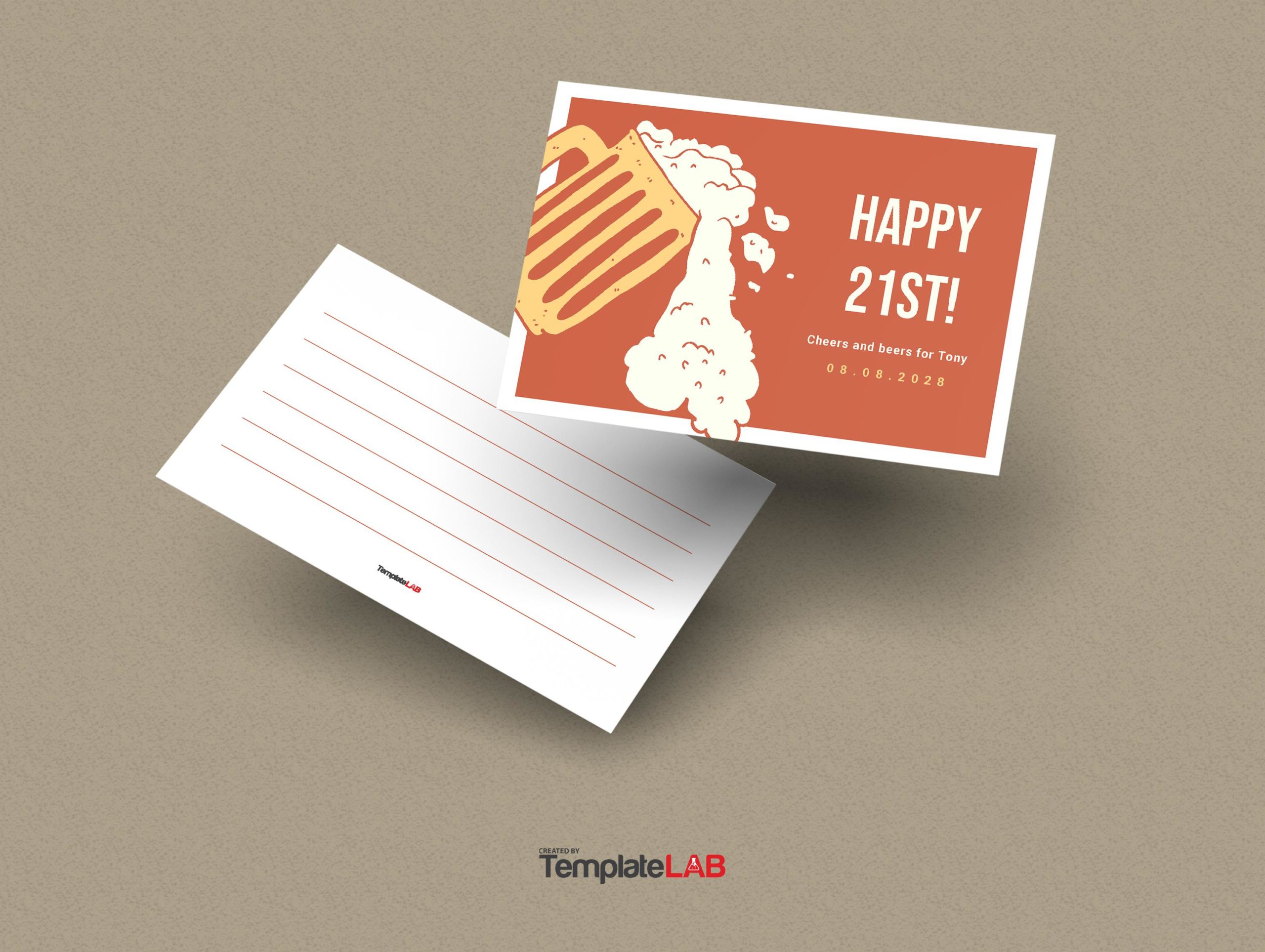 Free 21st Birthday Card Template