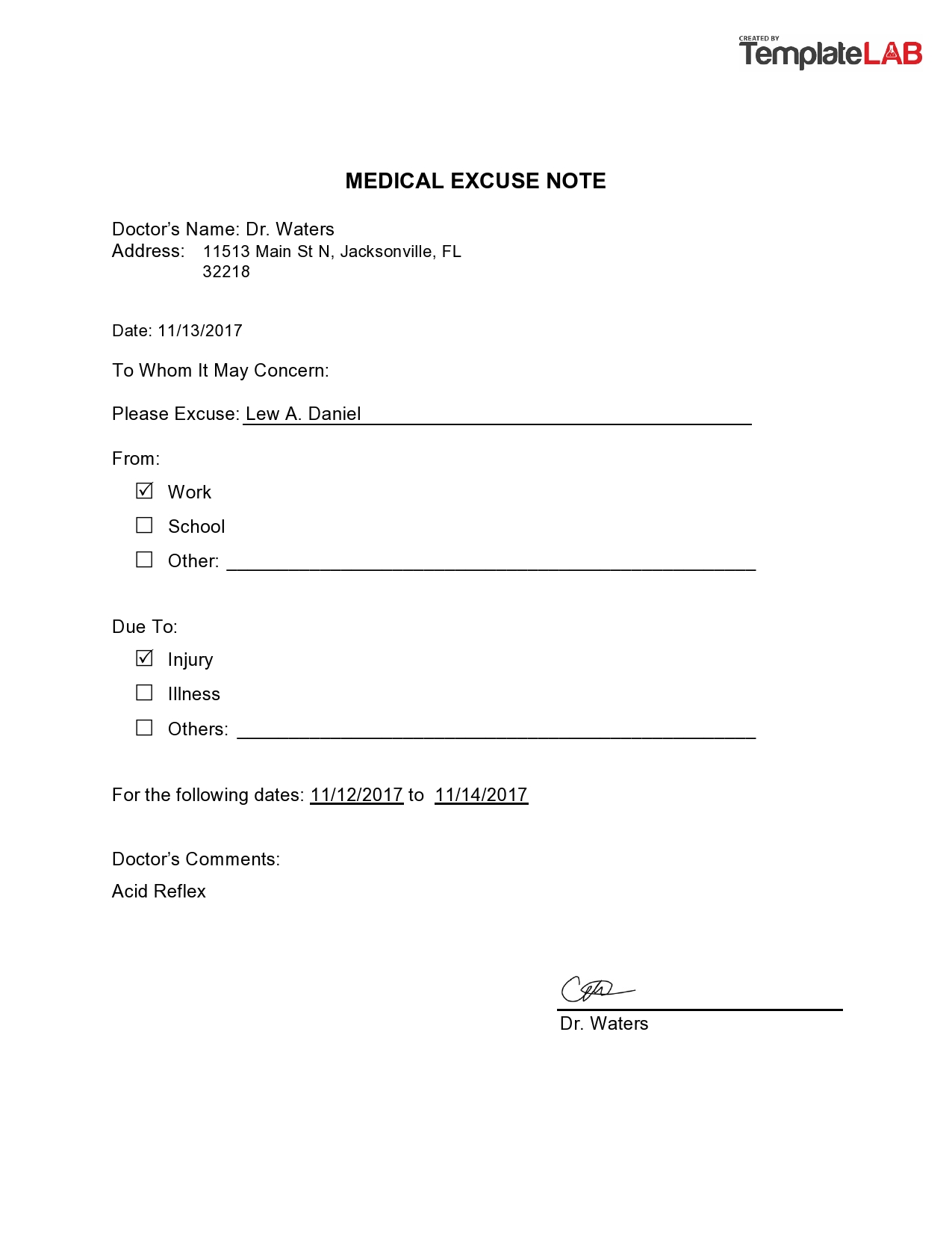 Free Doctor Note Template V01