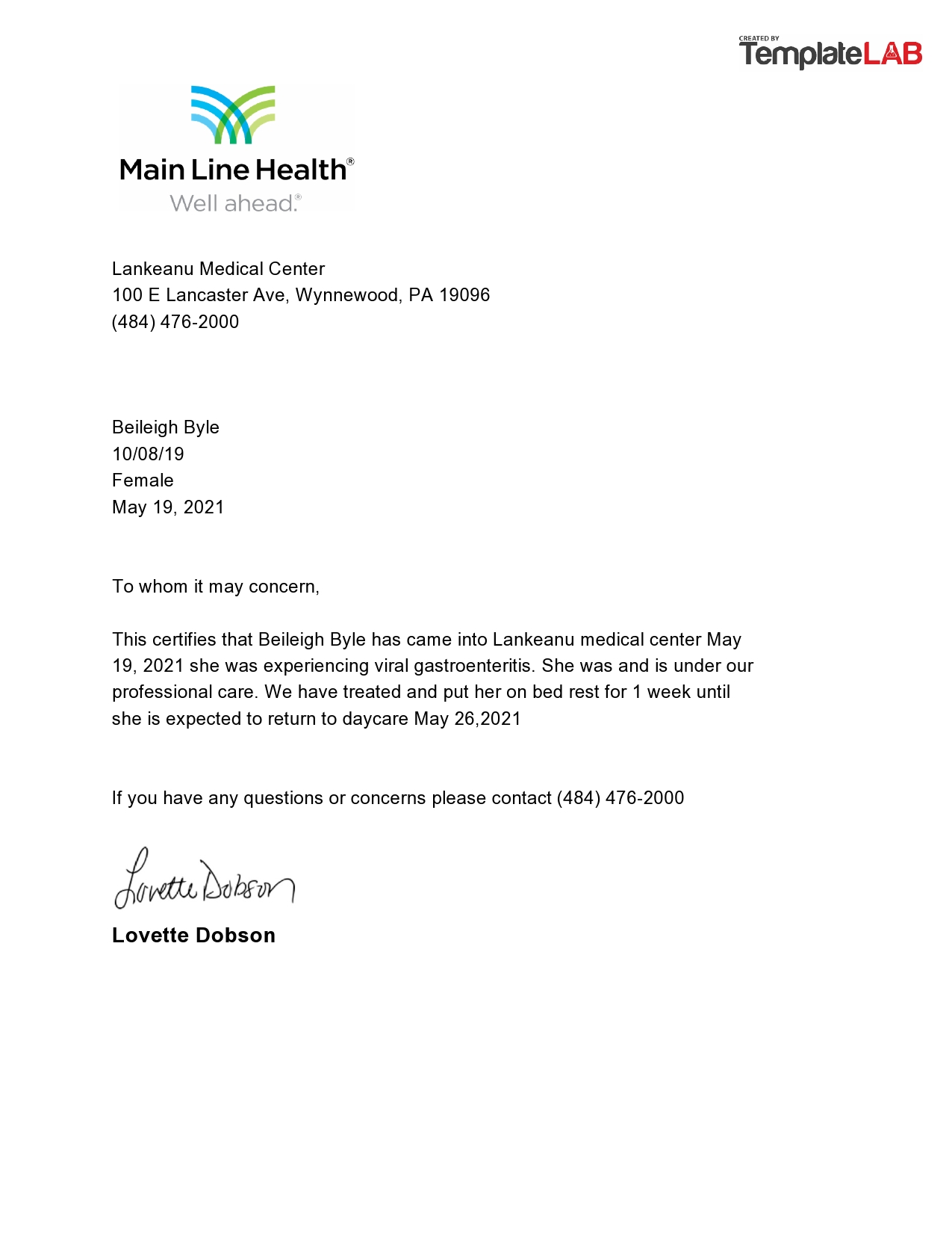 Free Doctor Note Template V02