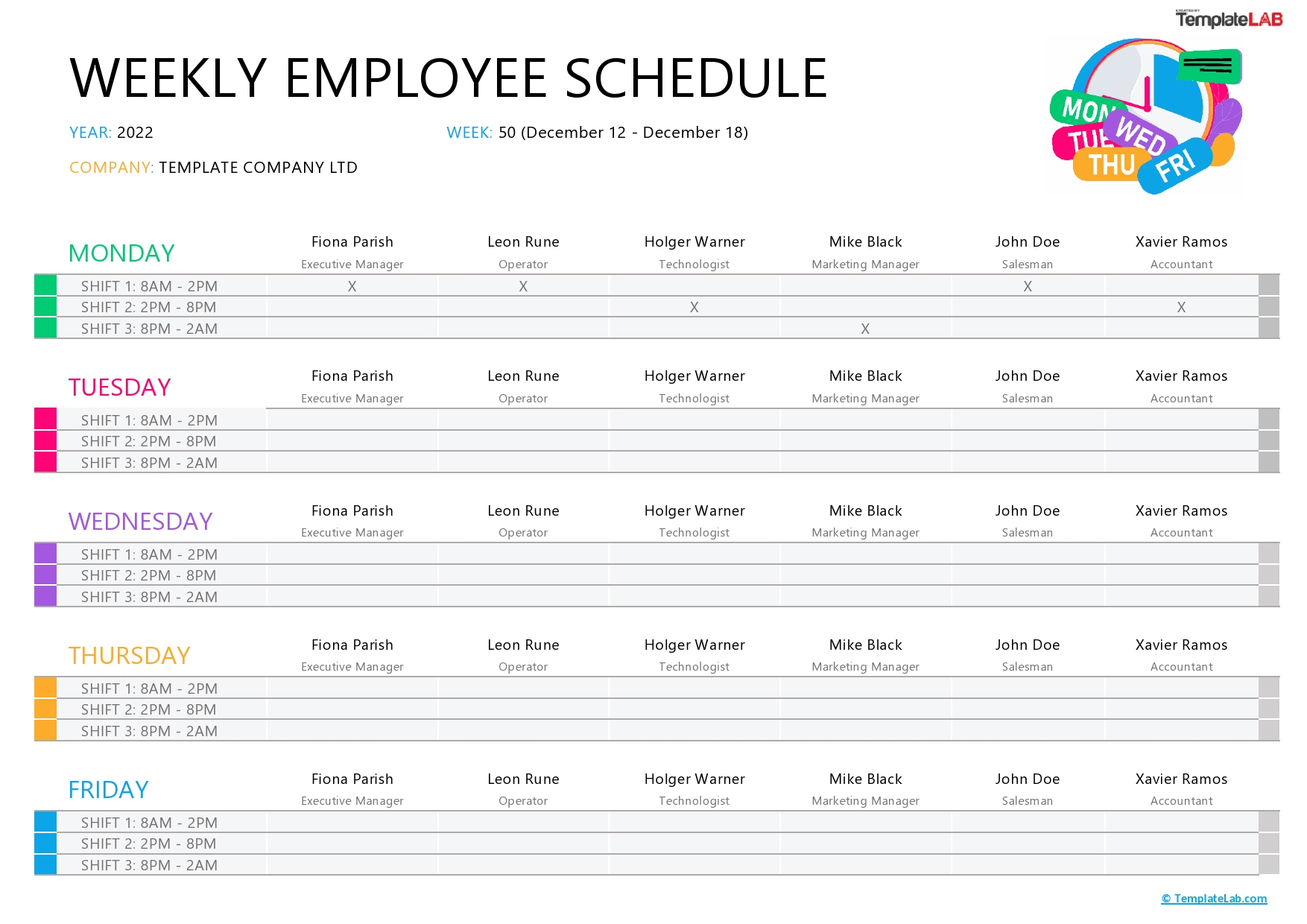 37 Free Employee Schedule Templates Excel Word PDF 