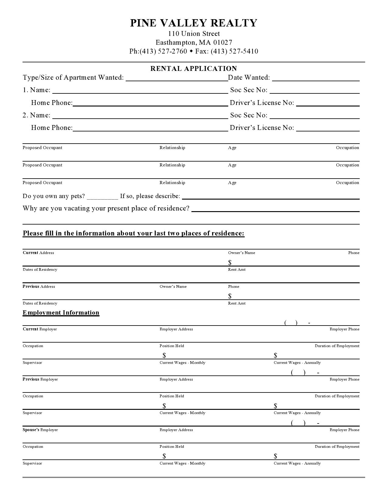 Free rental application form 05