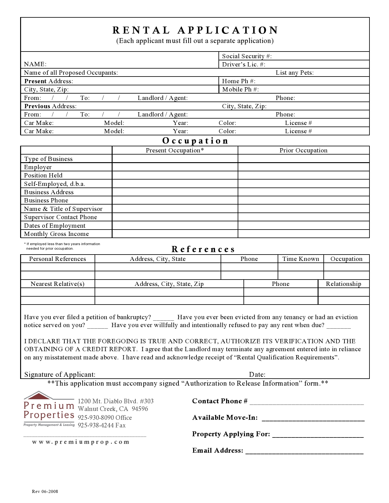 Free rental application form 06