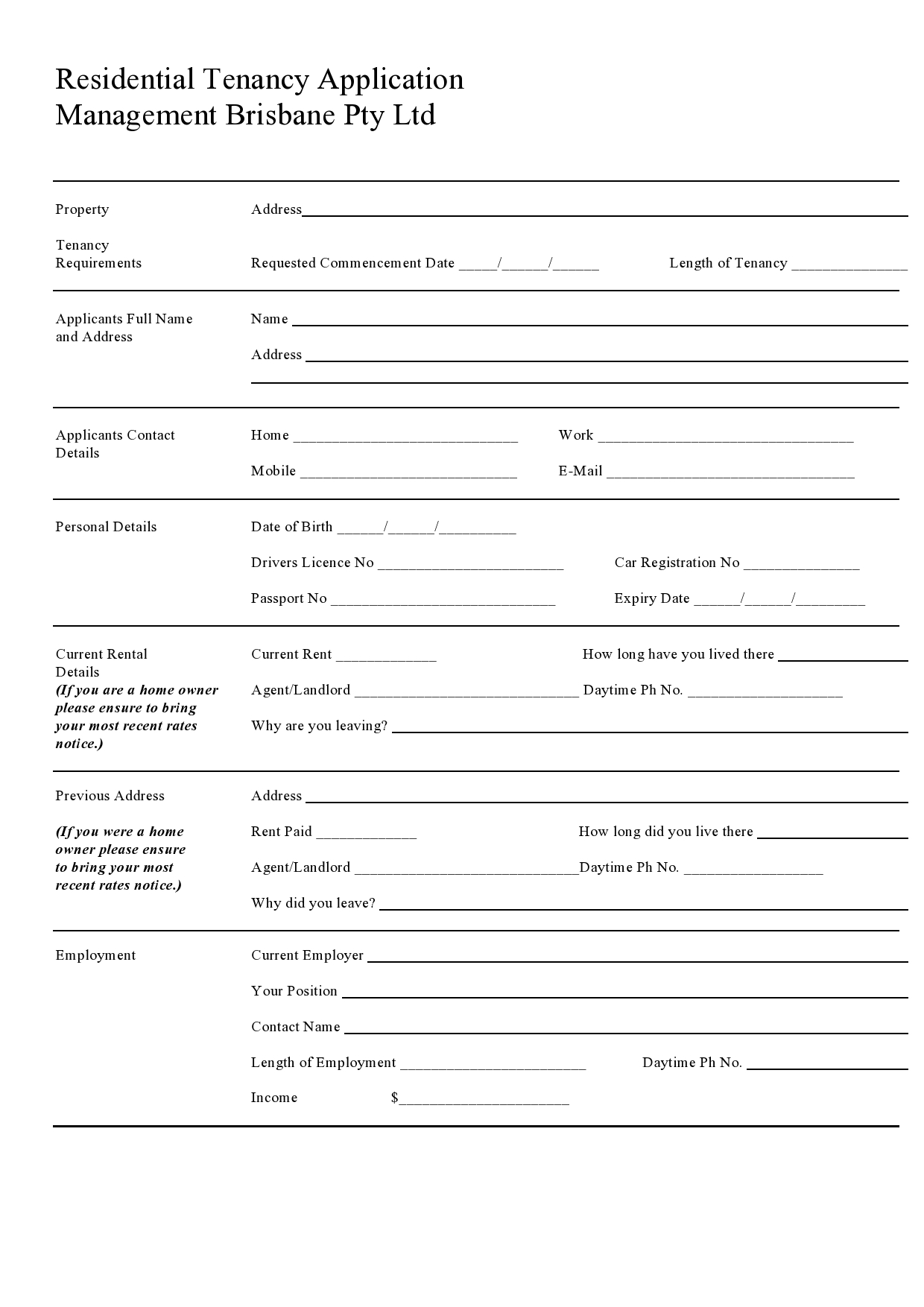 Free rental application form 10