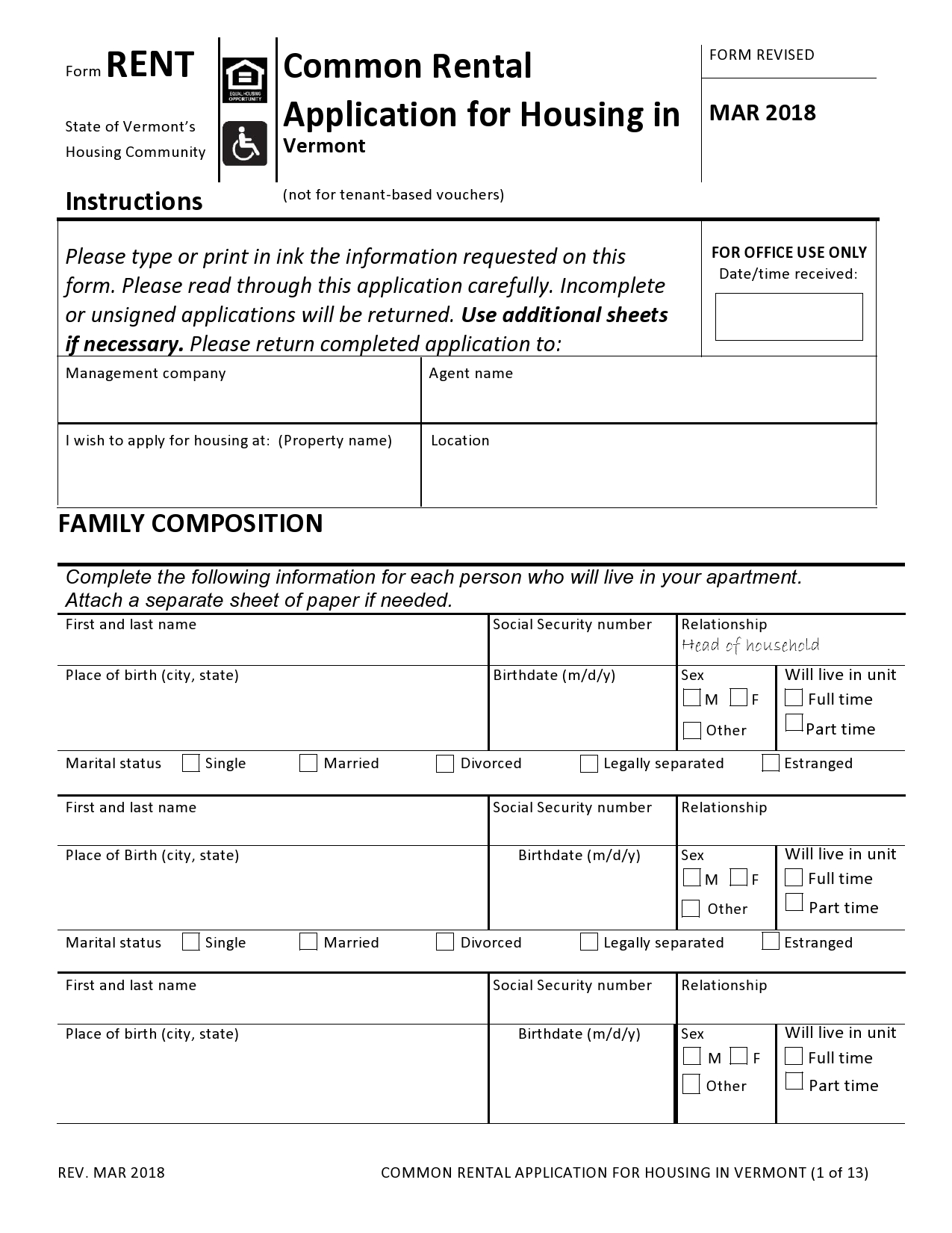 Free rental application form 15