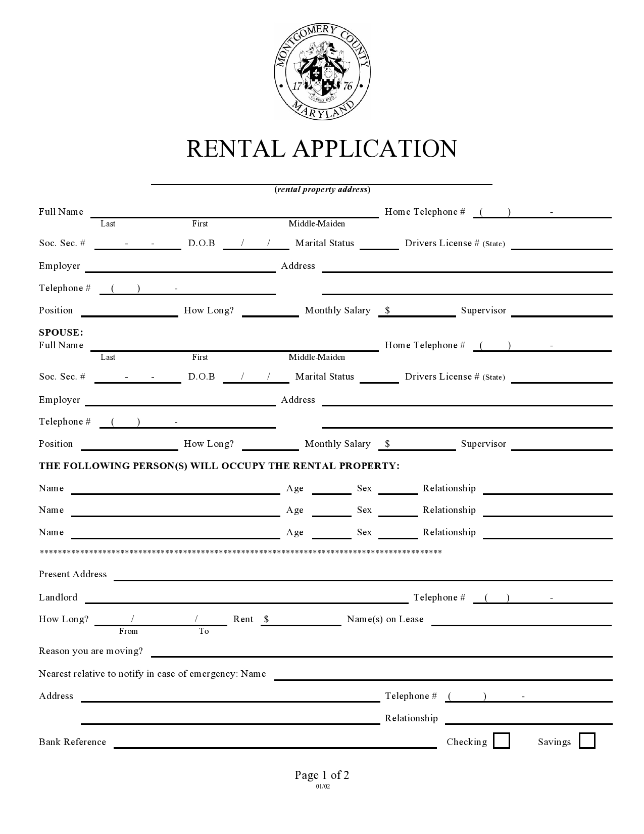 Free rental application form 21