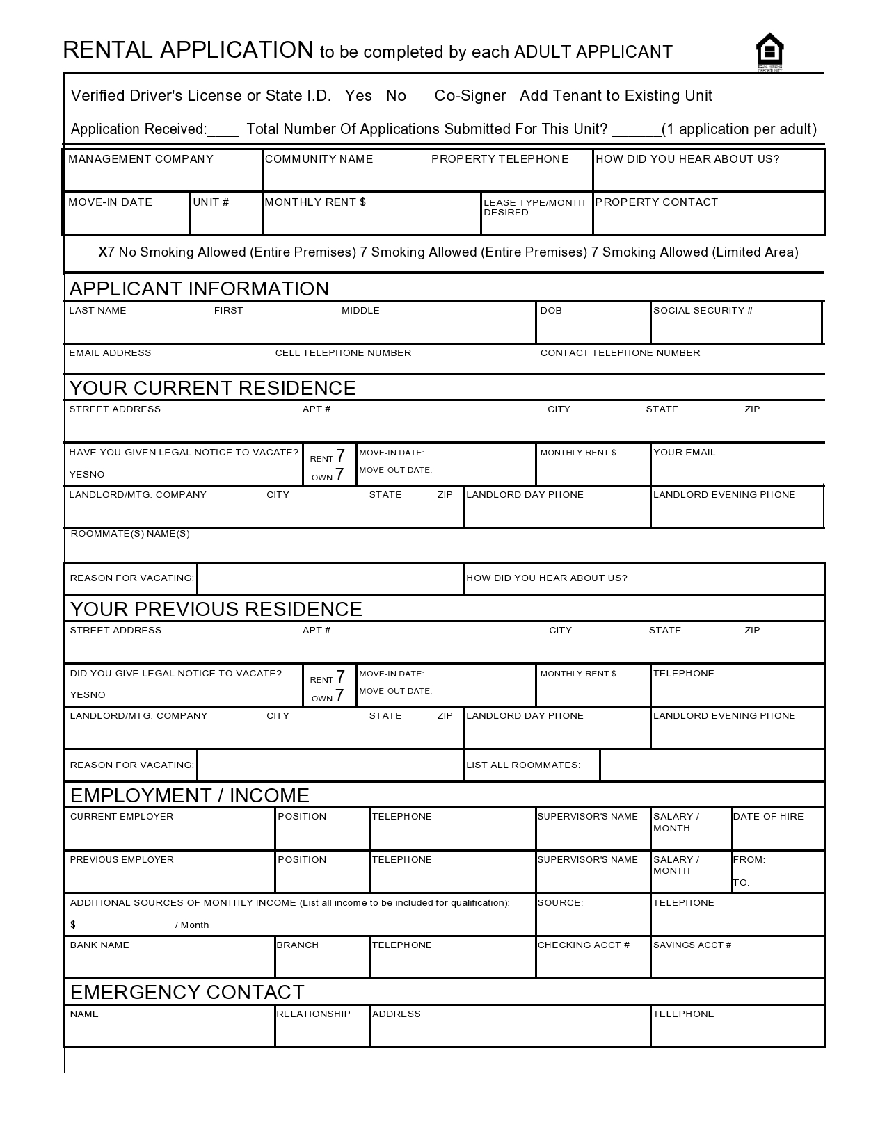 Free rental application form 25