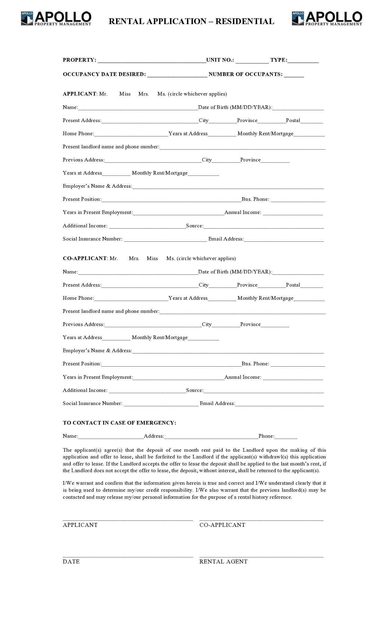 Free rental application form 36
