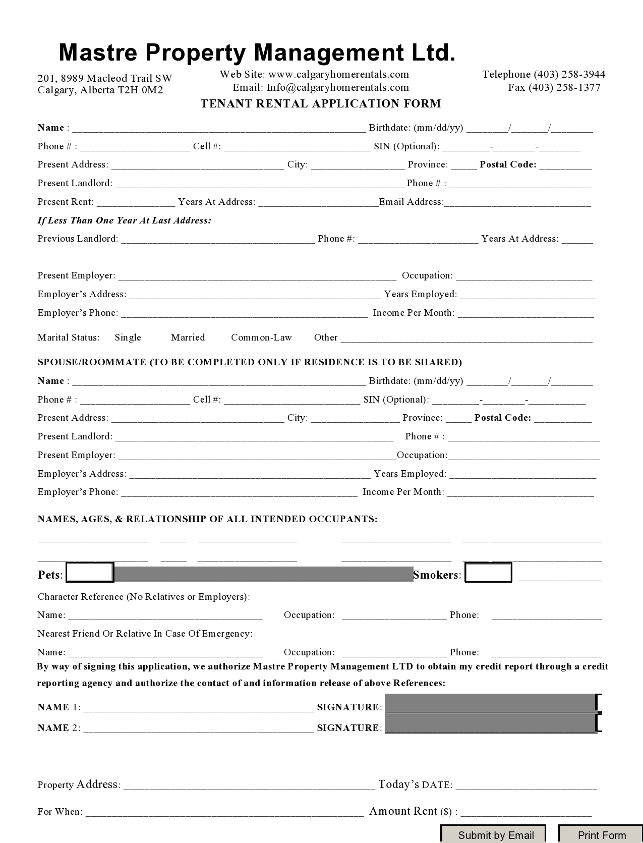 Free rental application form 45