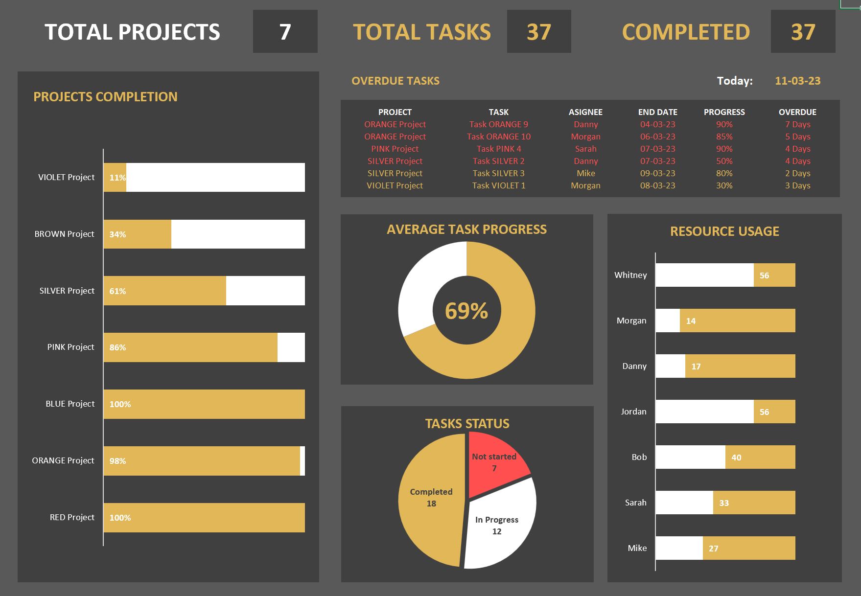 Free Project Management Dashboard Template
