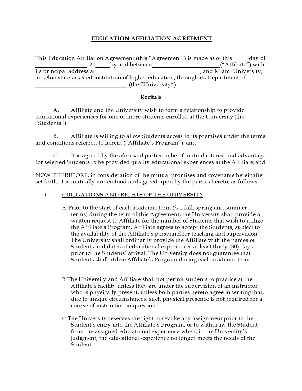 Free affiliate agreement 15