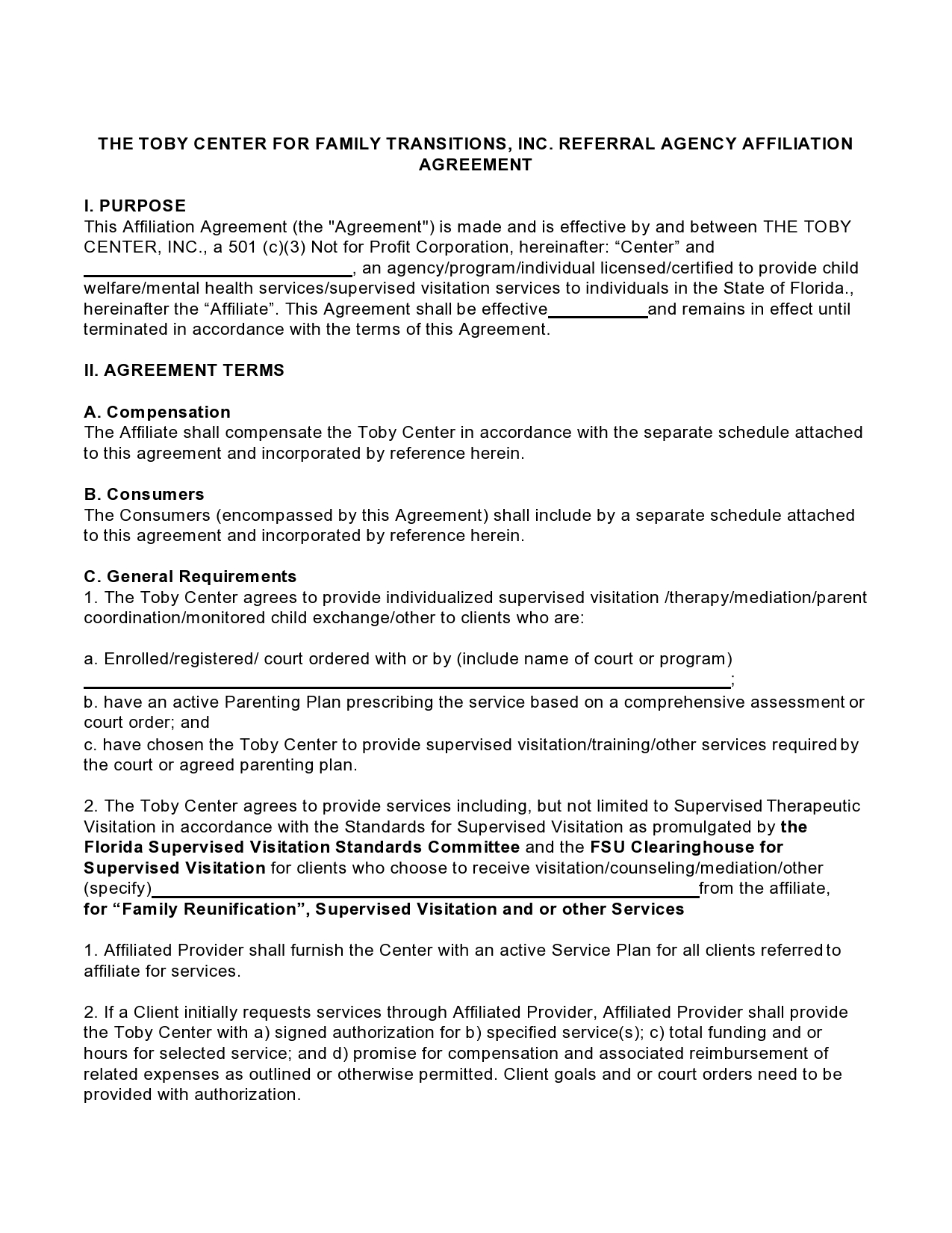 Free affiliate agreement 41