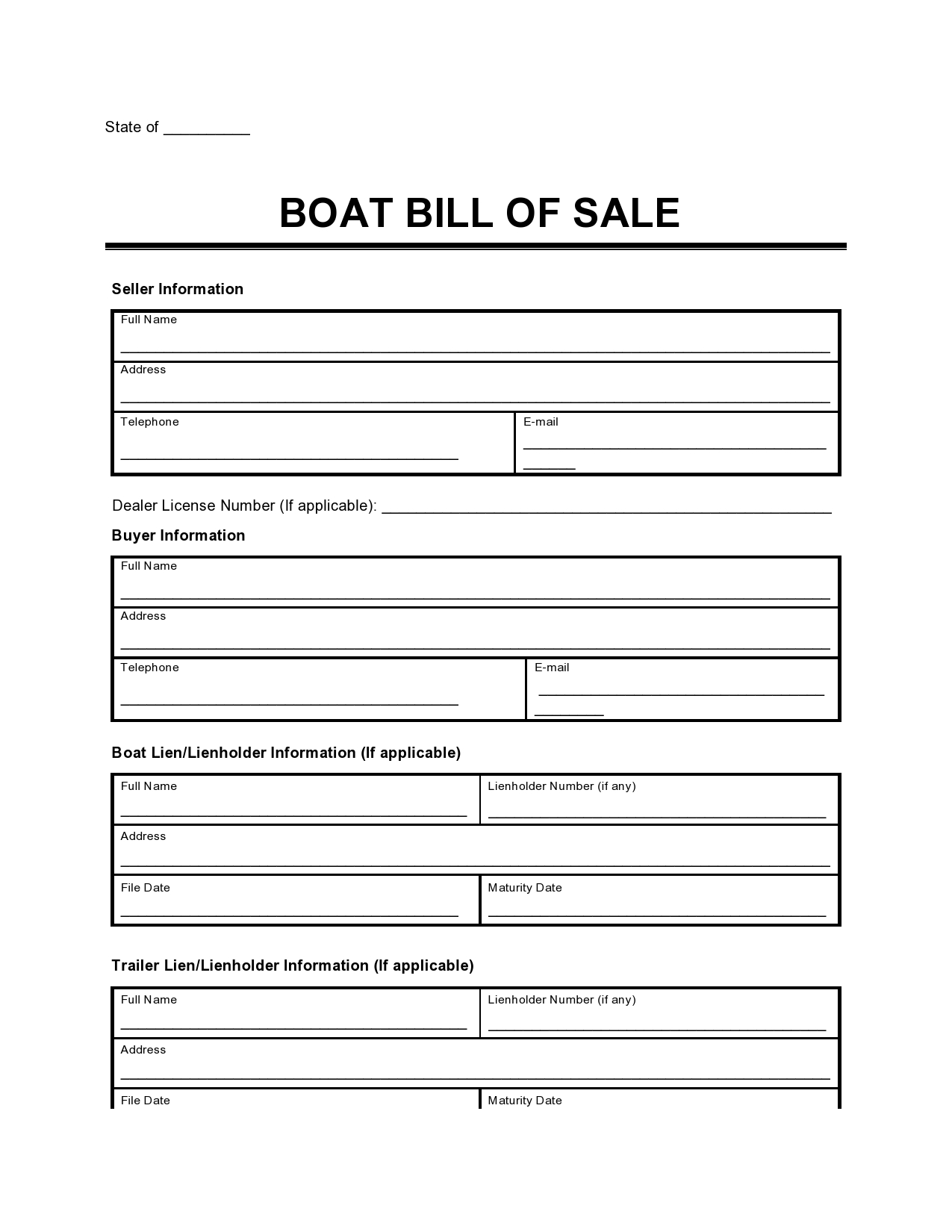 Free boat bill of sale 27