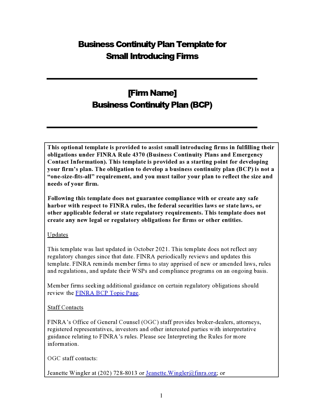 Free business continuity plan template 02