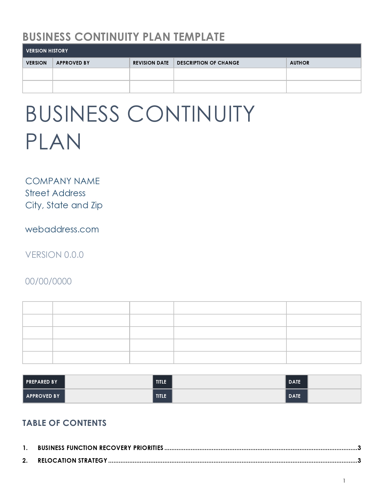 Free business continuity plan template 05