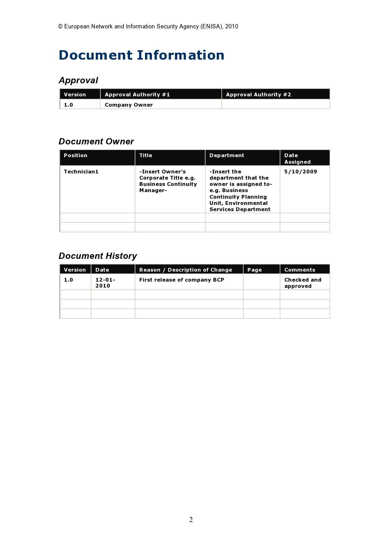 Free business continuity plan template 06