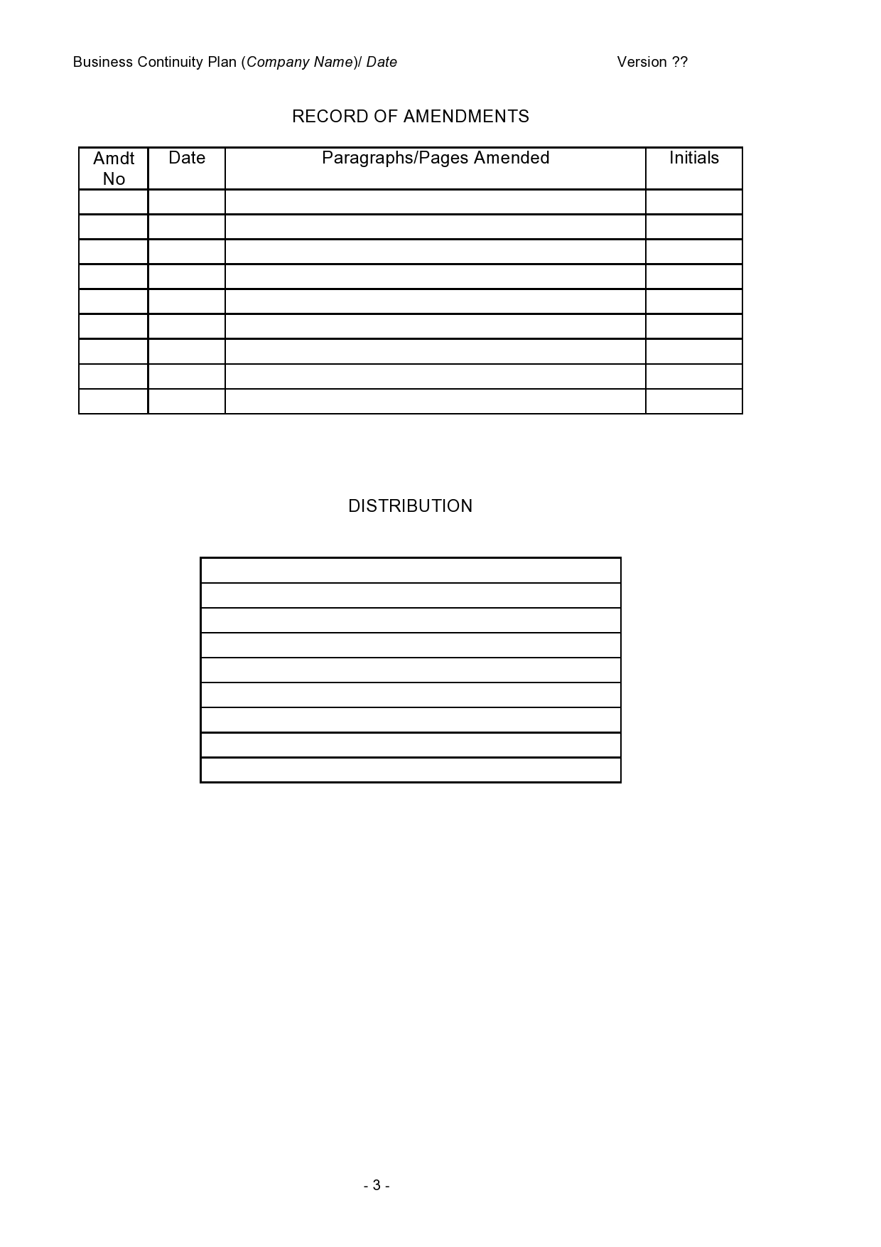 Free business continuity plan template 08