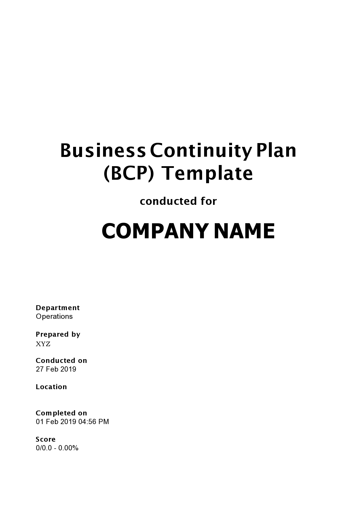 Free business continuity plan template 09