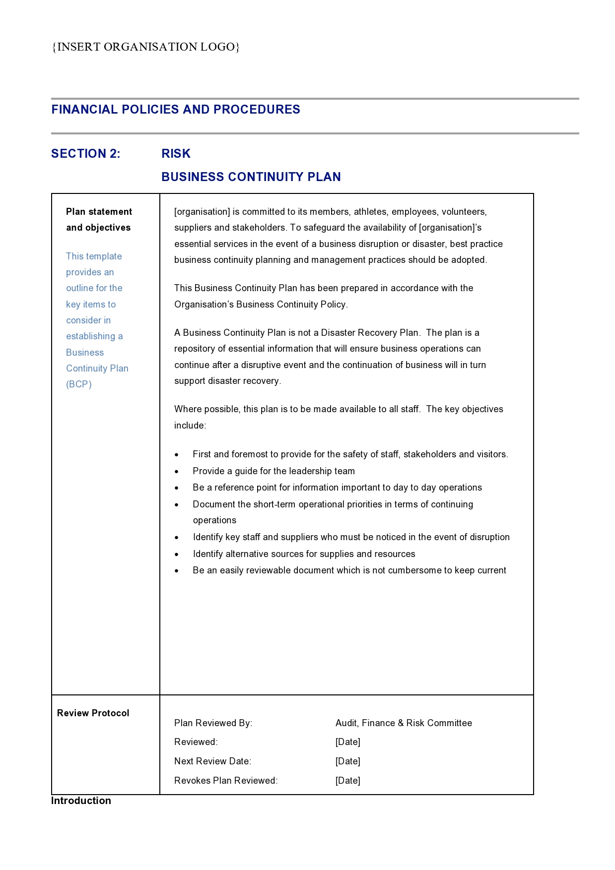 Free business continuity plan template 11