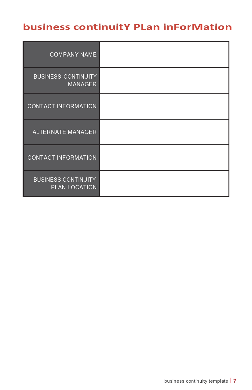 Free business continuity plan template 12