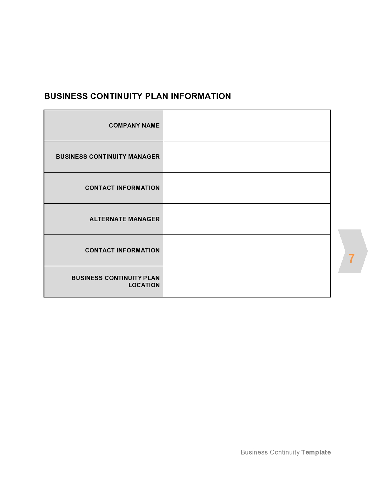 Free business continuity plan template 14