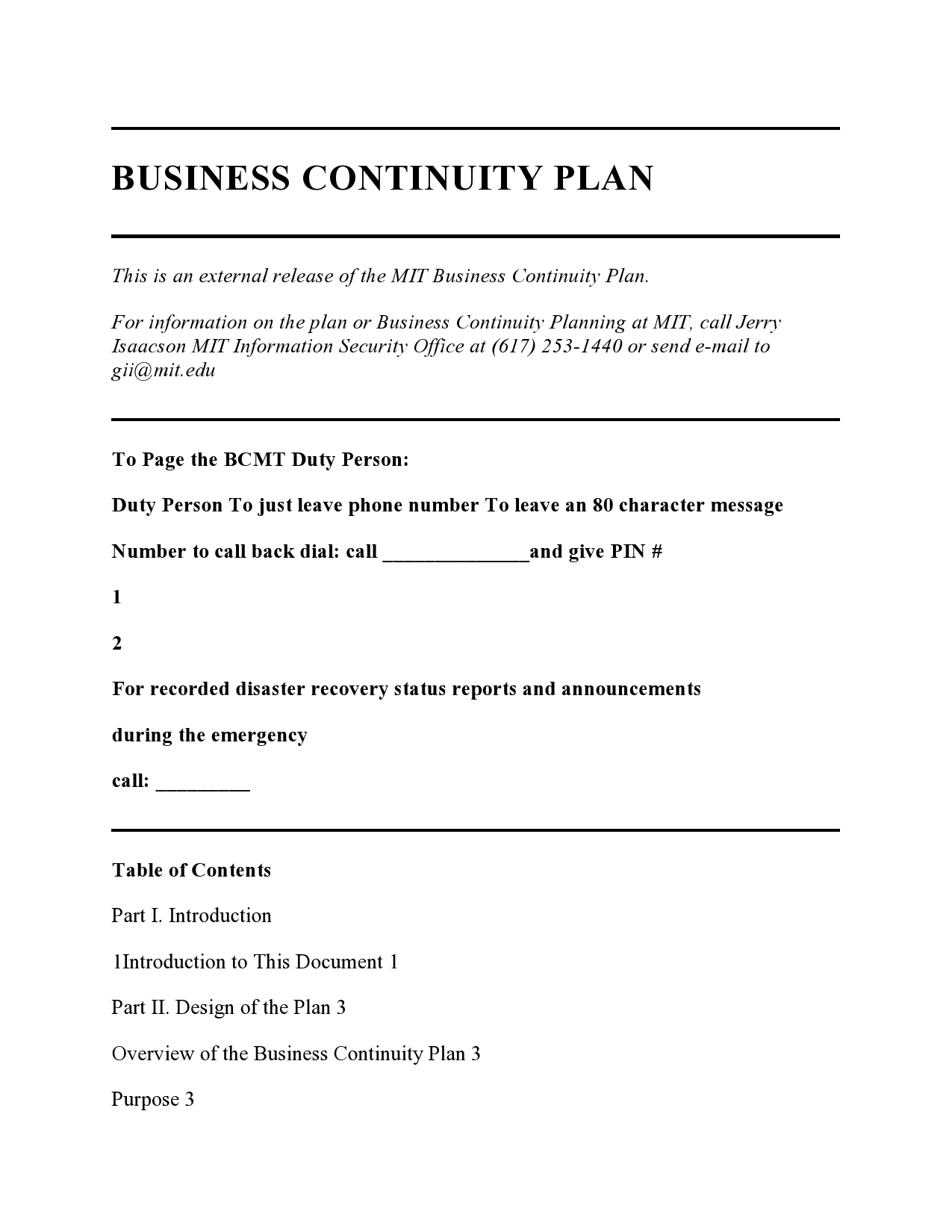 Free business continuity plan template 15