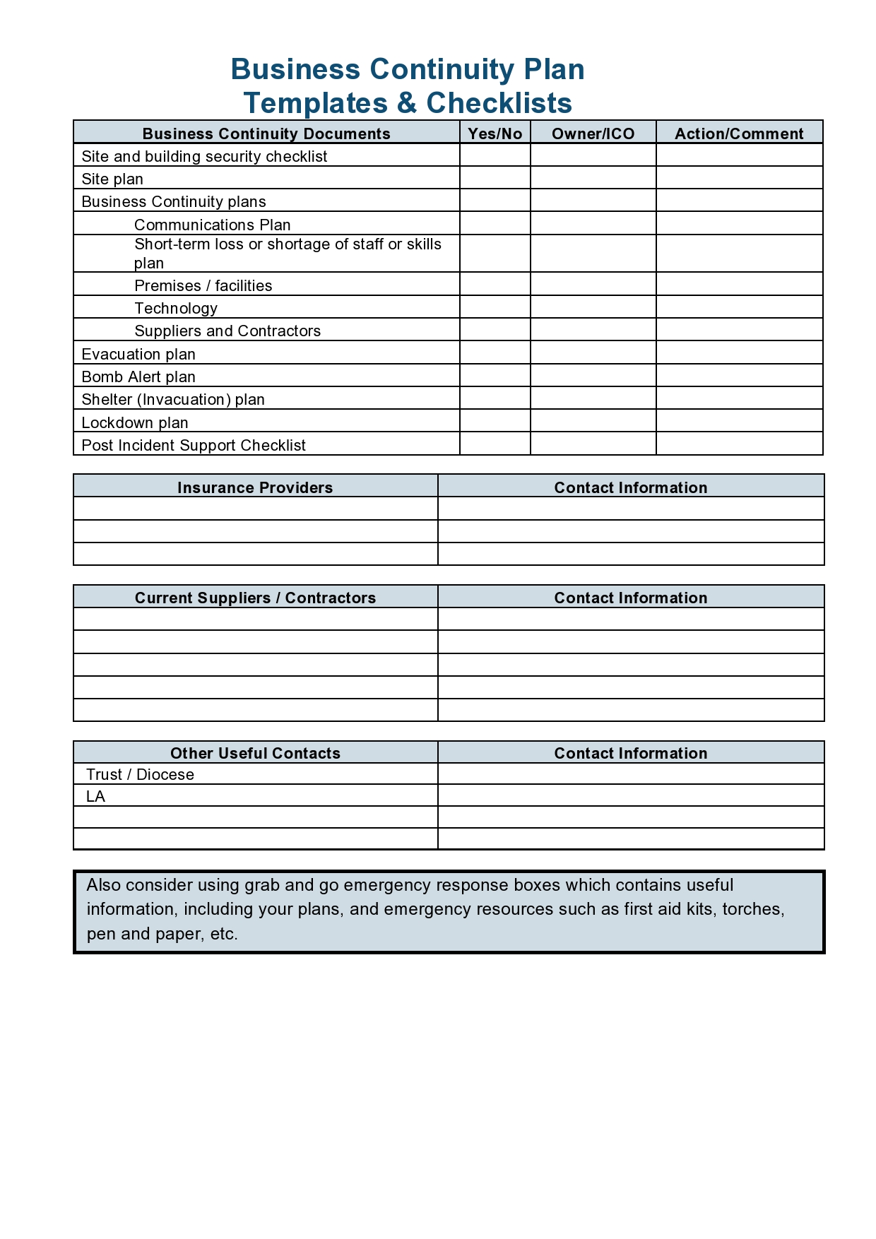 Free business continuity plan template 20