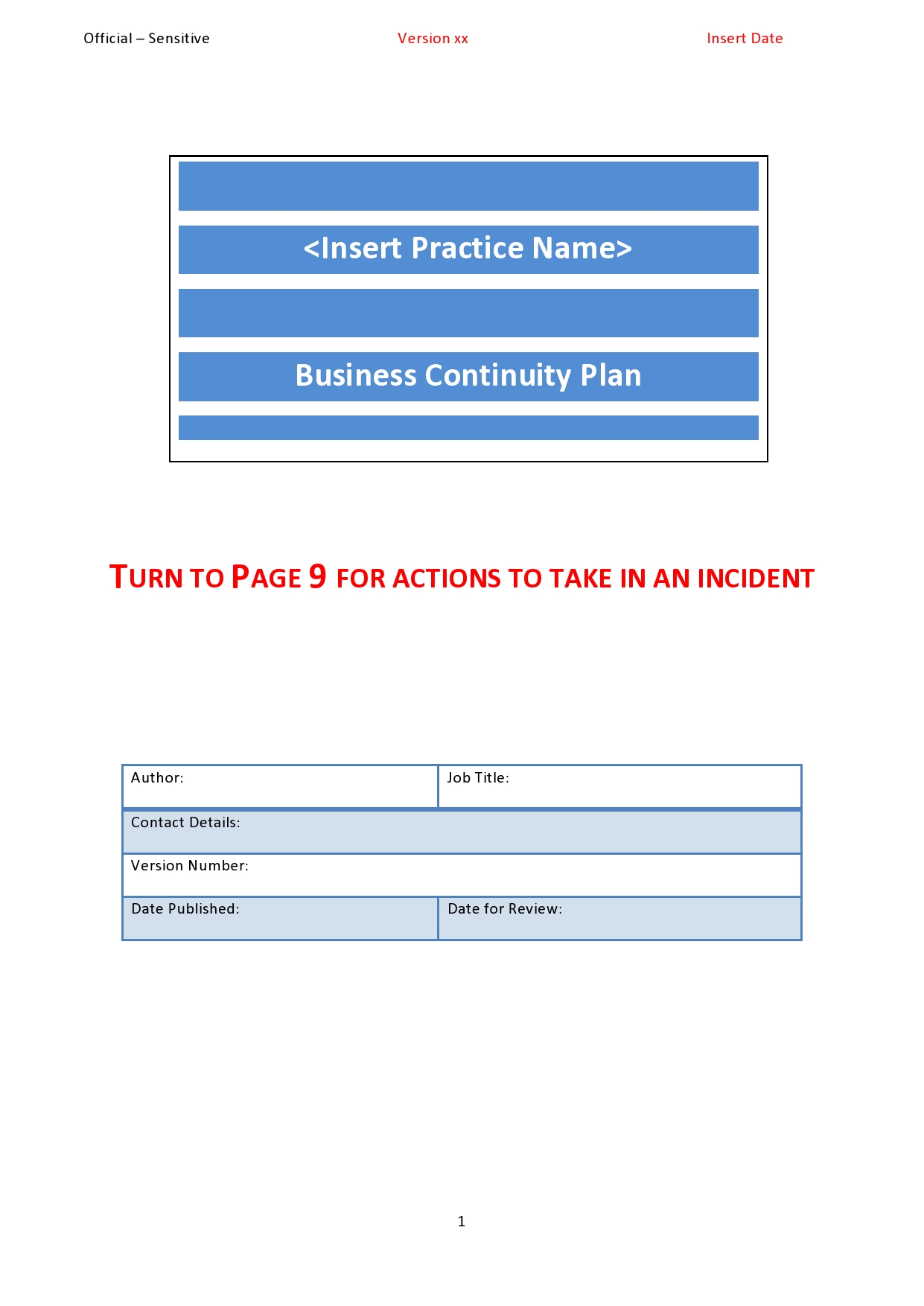 Free business continuity plan template 21