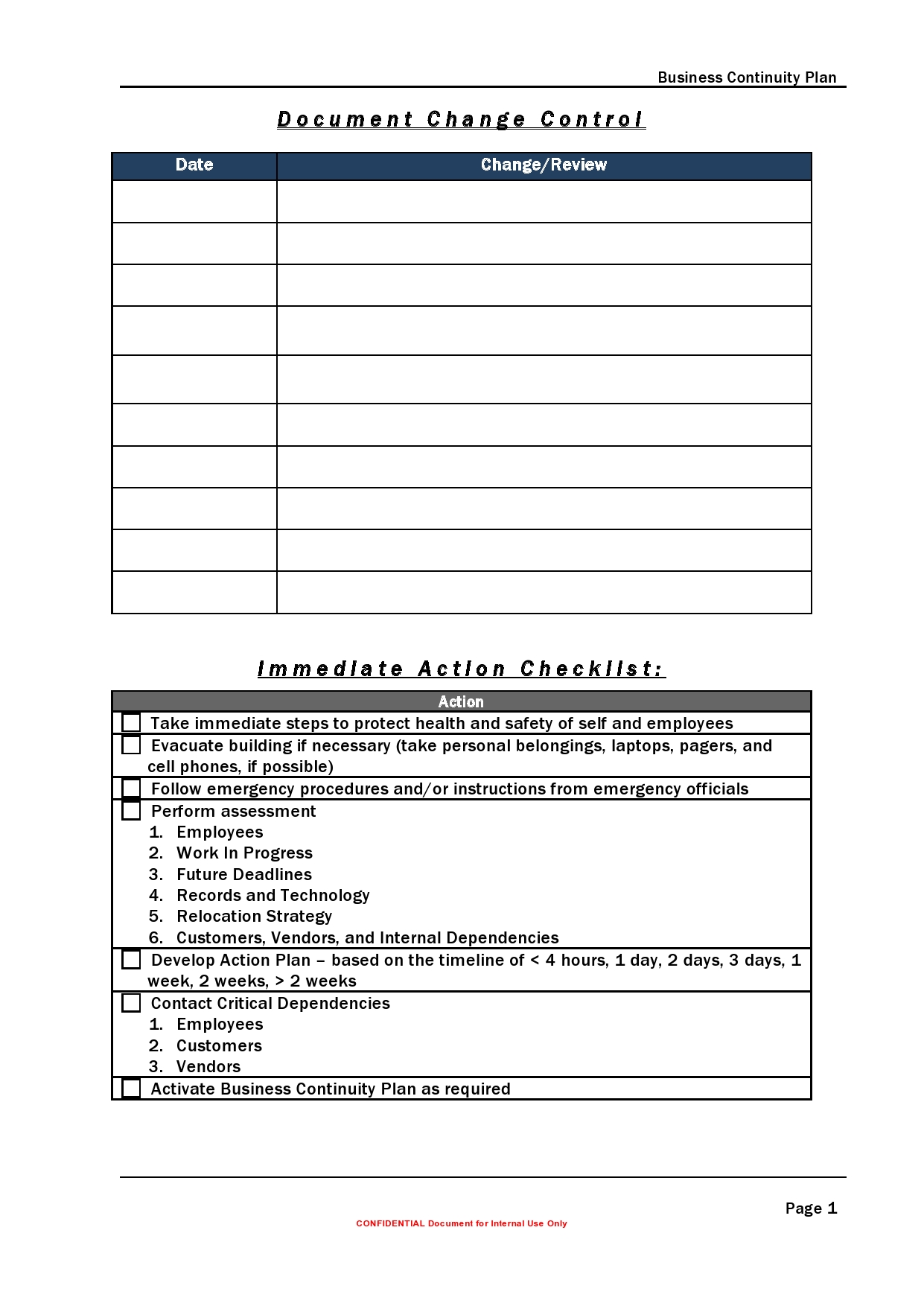 Free business continuity plan template 23