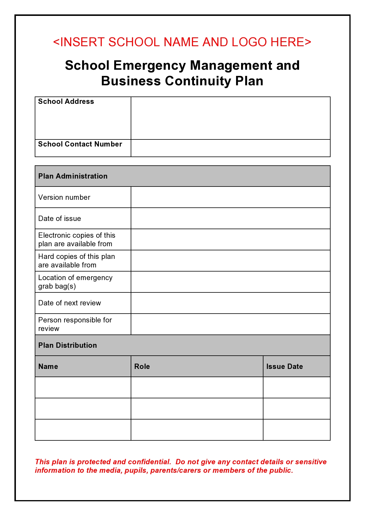 Free business continuity plan template 28