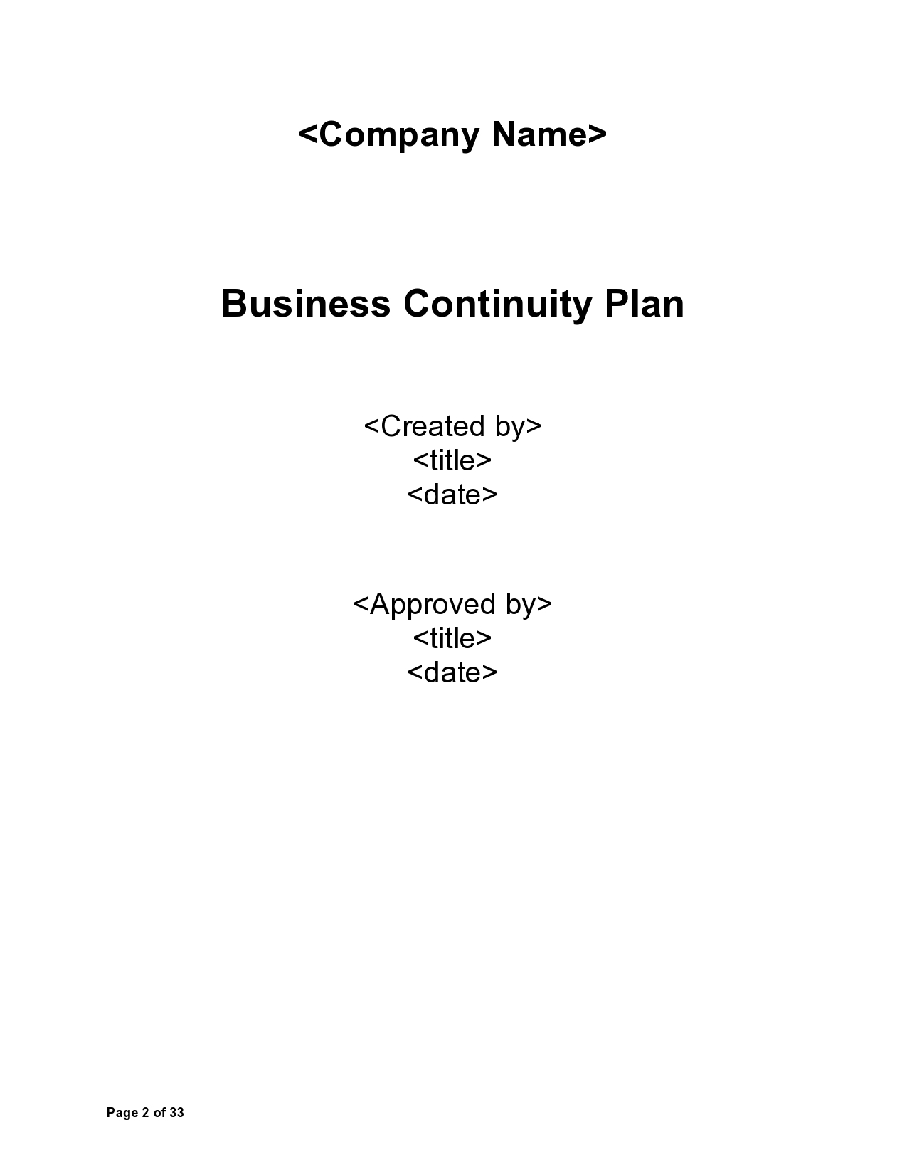 Free business continuity plan template 34