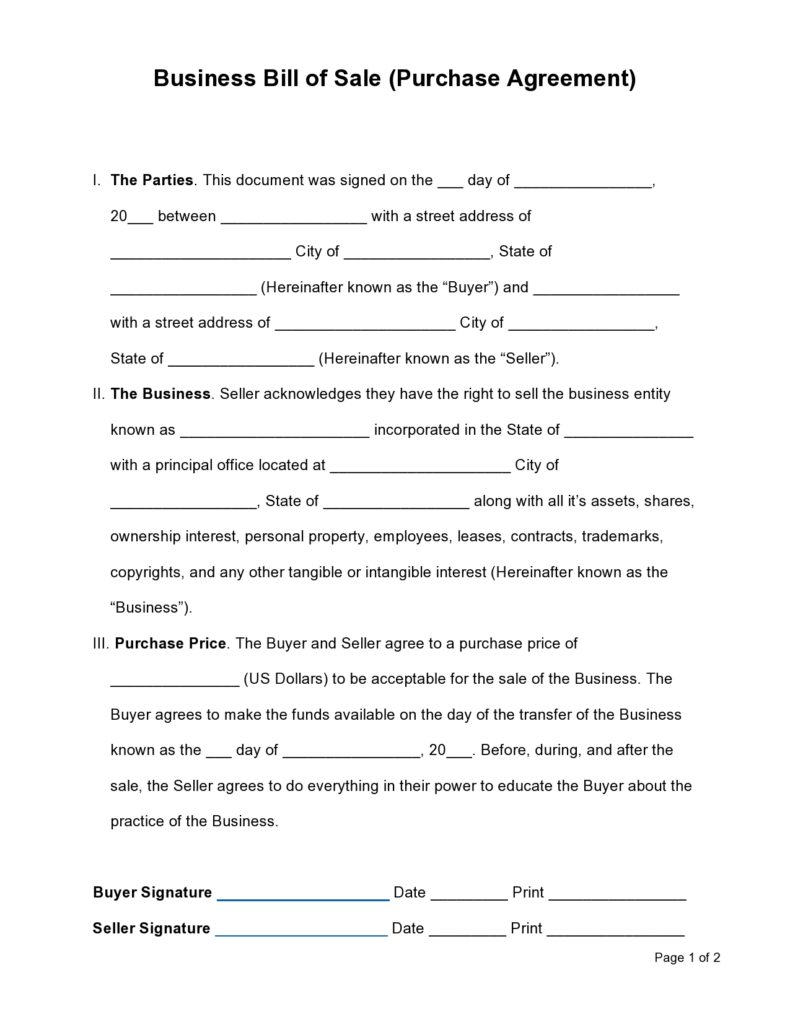 41 Free Business Purchase Agreement Templates (Word) 41 Free Business Purchase Agreement Templates (Word)