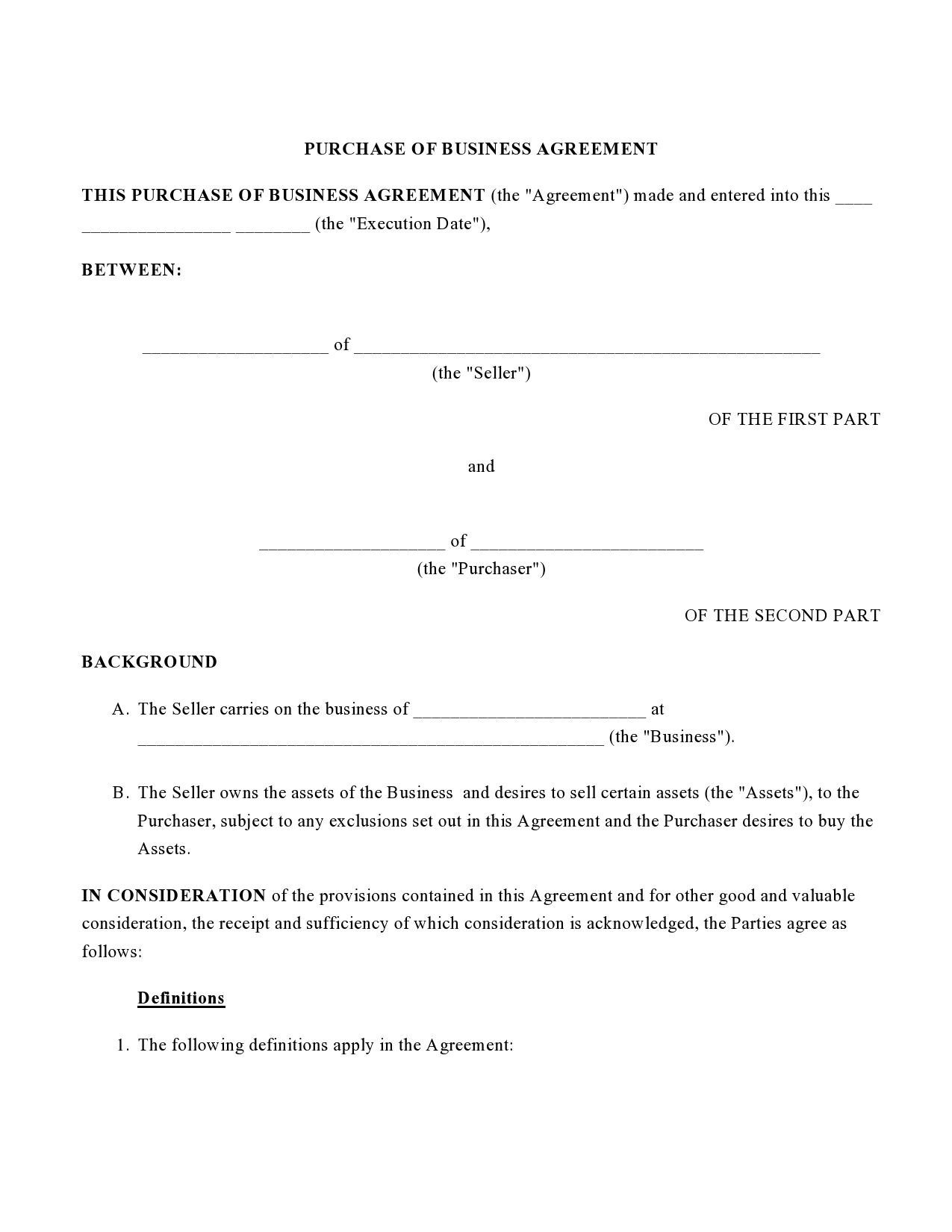 Free business purchase agreement 07
