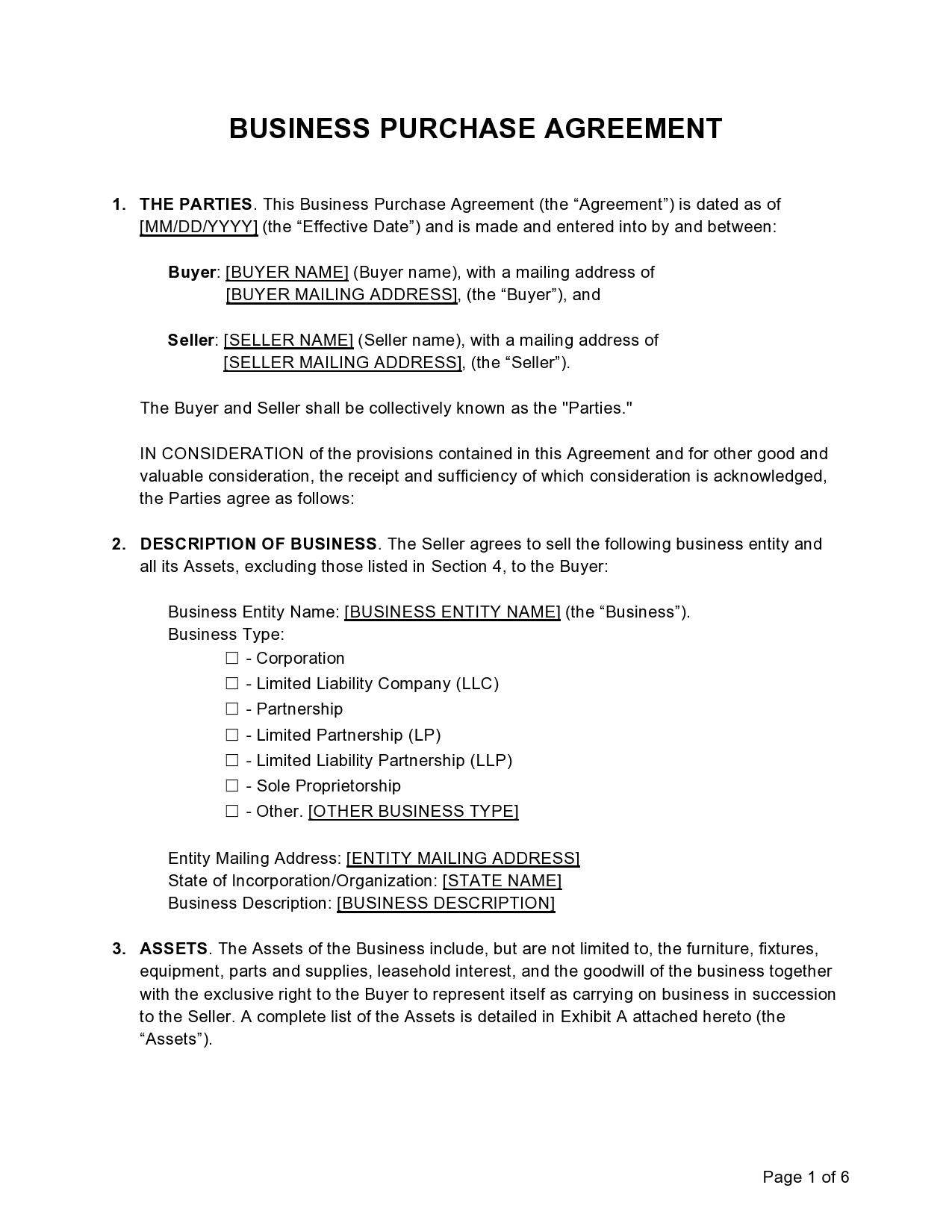 Free business purchase agreement 35