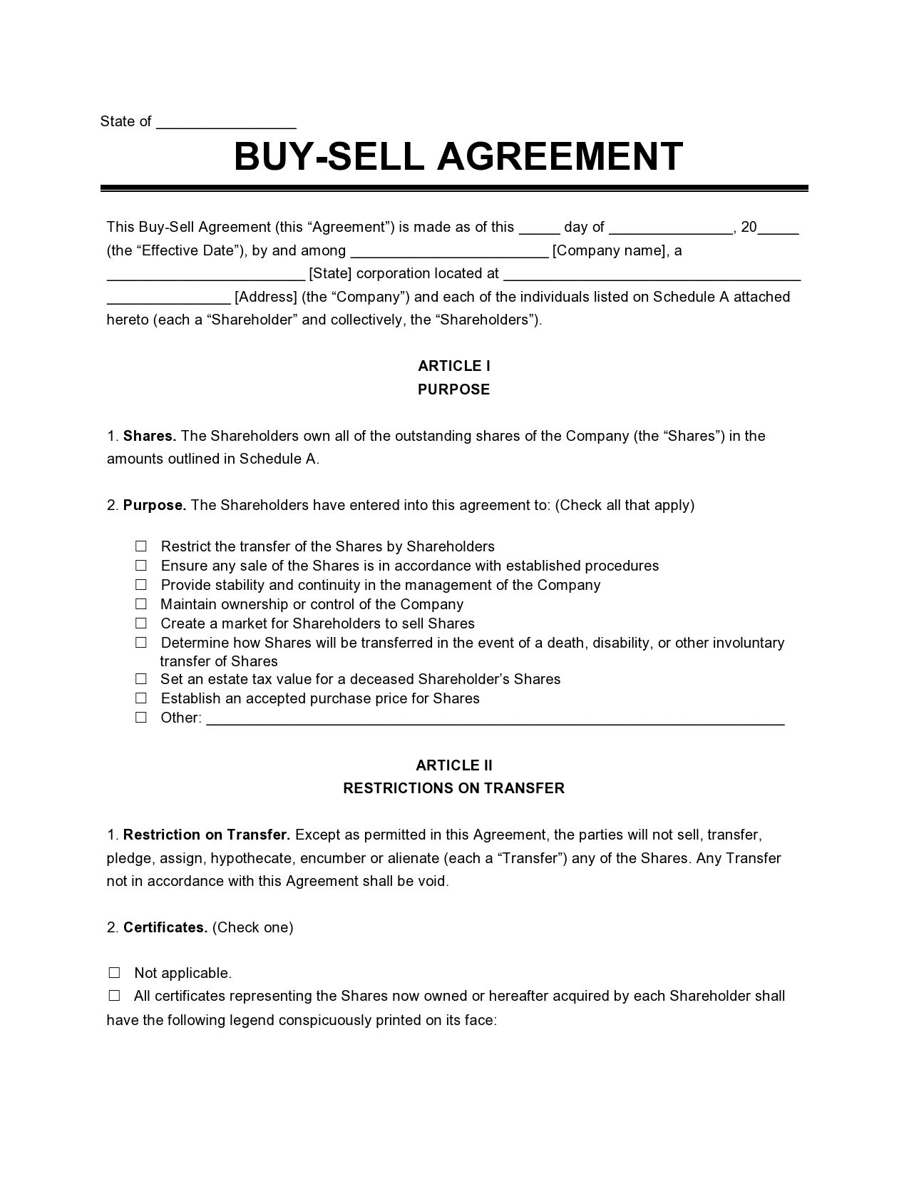 Free buy sell agreement 01