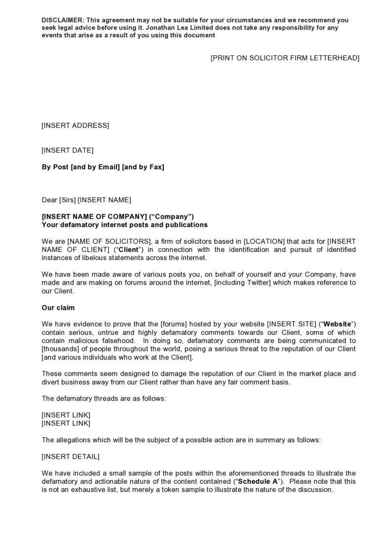 40 Effective Cease and Desist Defamation Letters ᐅ TemplateLab 40 Effective Cease and Desist Defamation Letters ᐅ TemplateLab