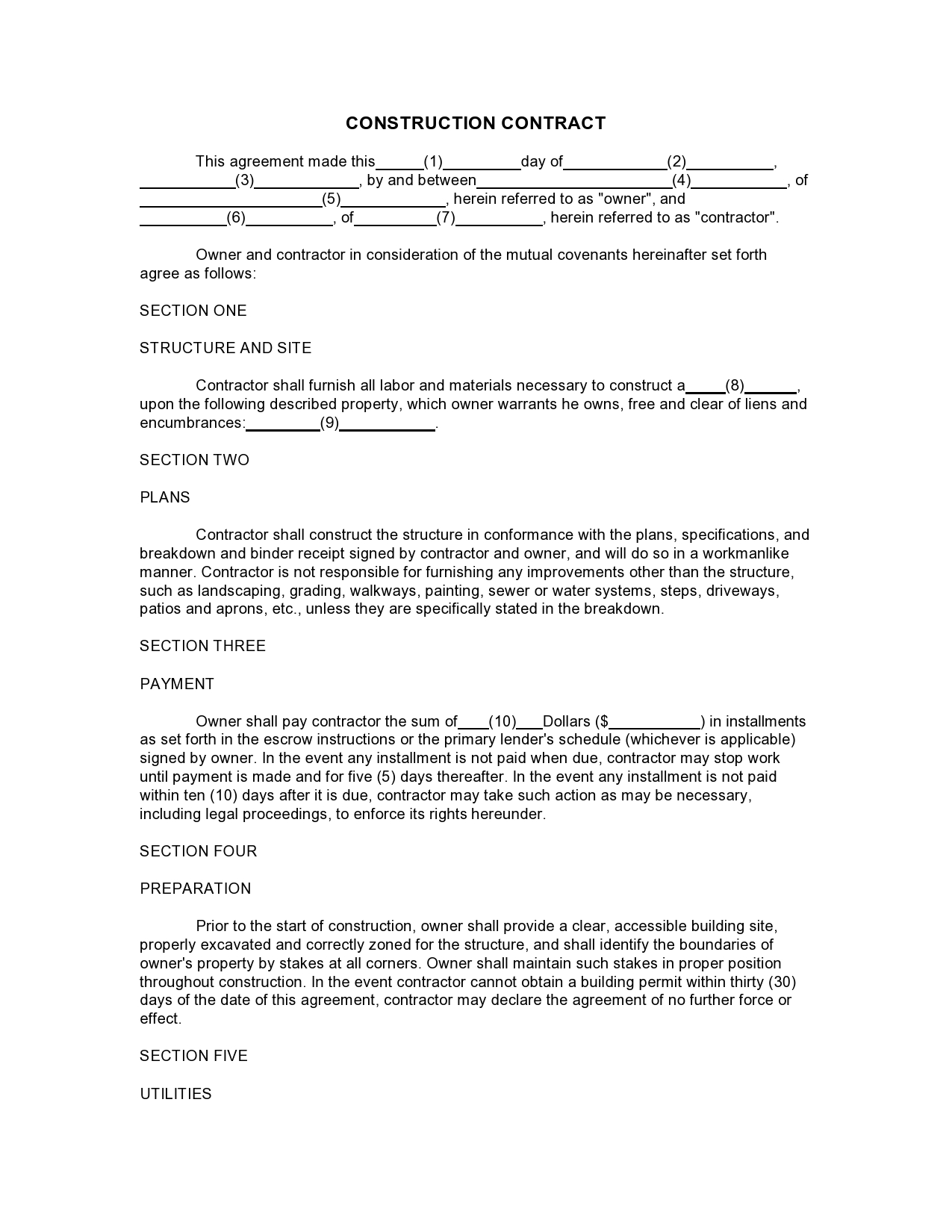 Free construction contract template 17
